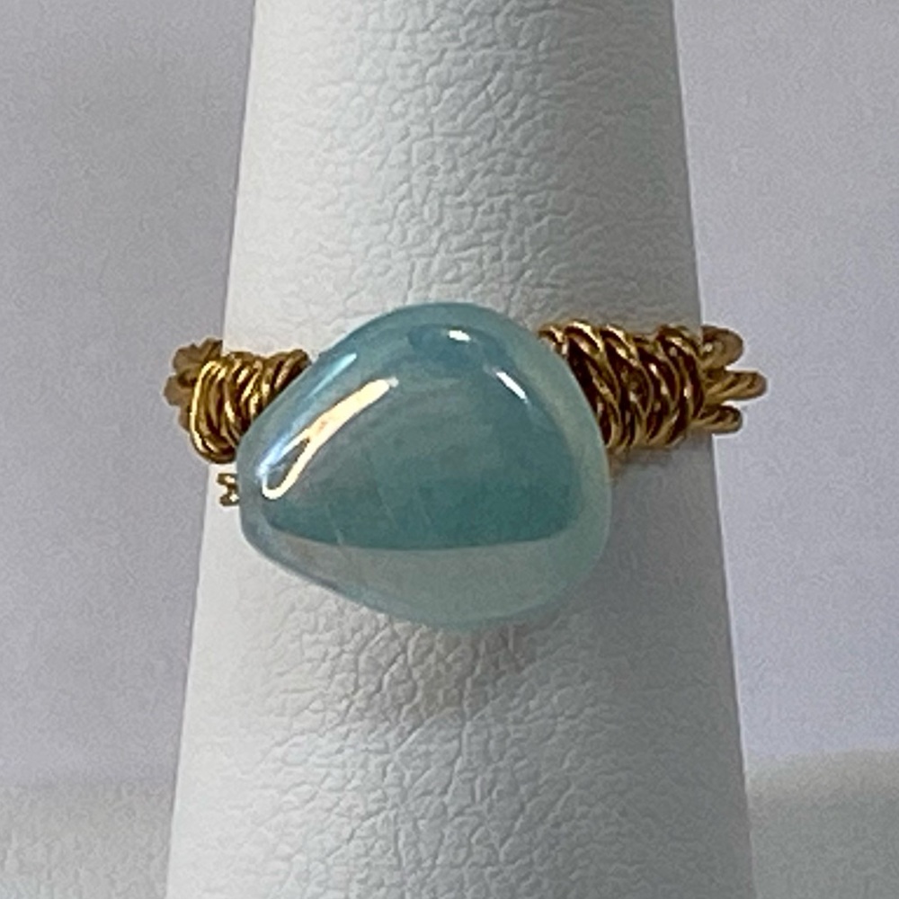 Handmade Glass Bead Gold Tone non-Tarnish Wire